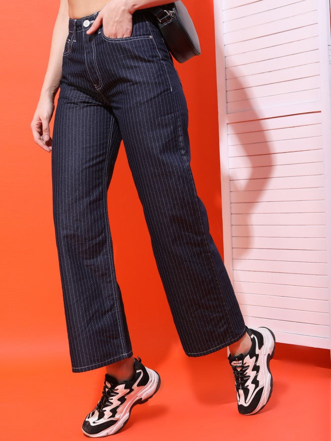 Tokyo Talkies Women Navy Dad Fit Jeans - Navy Blue - Image 6