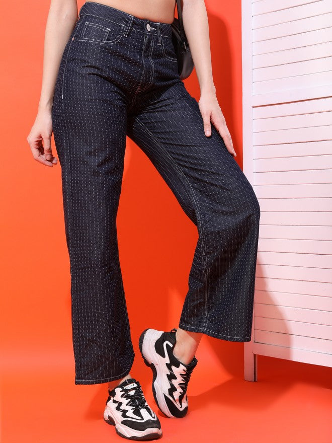Tokyo Talkies Women Navy Dad Fit Jeans - Navy Blue - Image 7