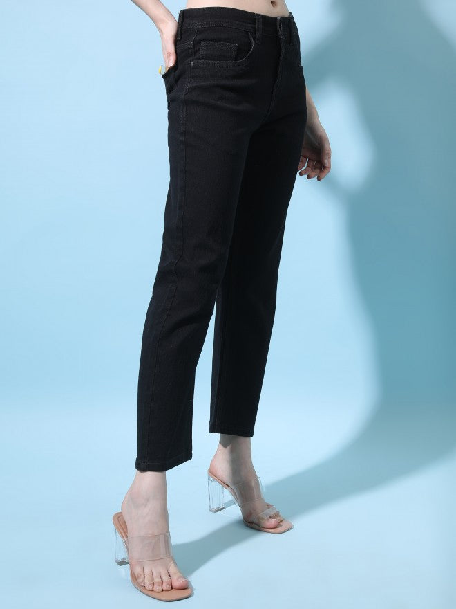 Tokyo Talkies Women Black Boyfriend Fit Stretchable Jeans - Black - Image 6