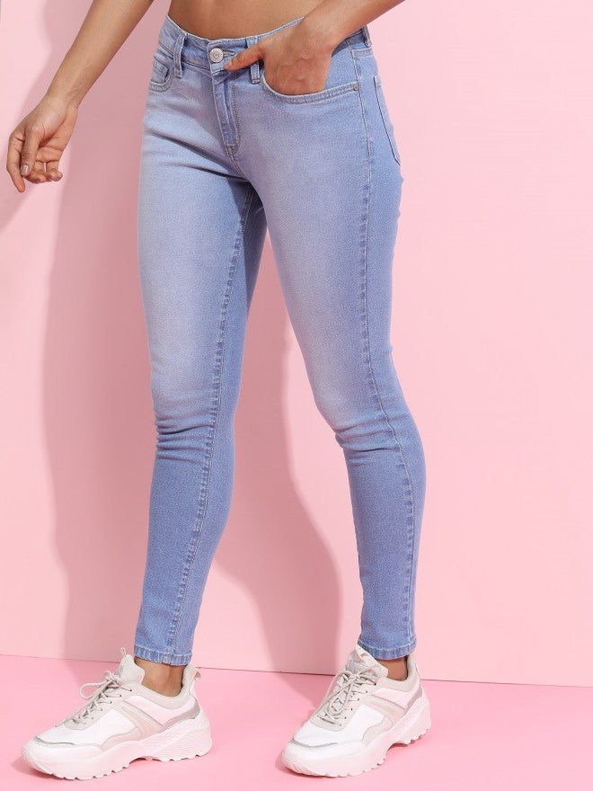Tokyo Talkies Women Blue Skinny Fit Stretchable Jeans - Blue - Image 4