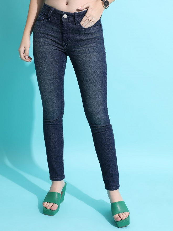 Tokyo Talkies Women Blue Skinny Fit Stretchable Jeans - Blue - Image 6
