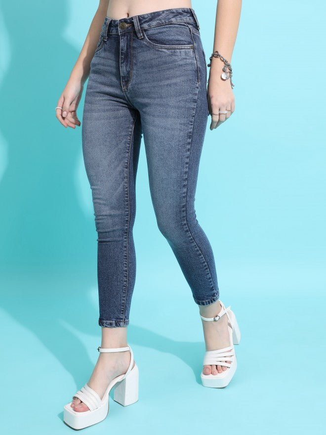 Tokyo Talkies Women Blue Skinny Fit Stretchable Jeans - Blue - Image 4