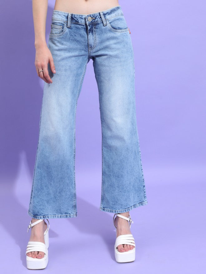 Tokyo Talkies Women Blue Bootcut Stretchable Jeans - Blue - Image 1
