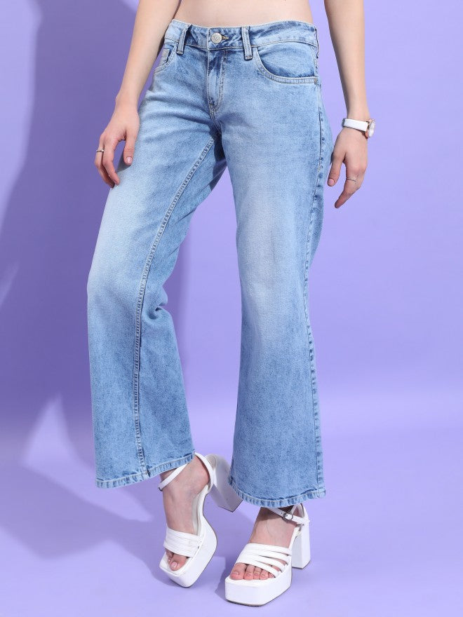 Tokyo Talkies Women Blue Bootcut Stretchable Jeans - Blue - Image 4