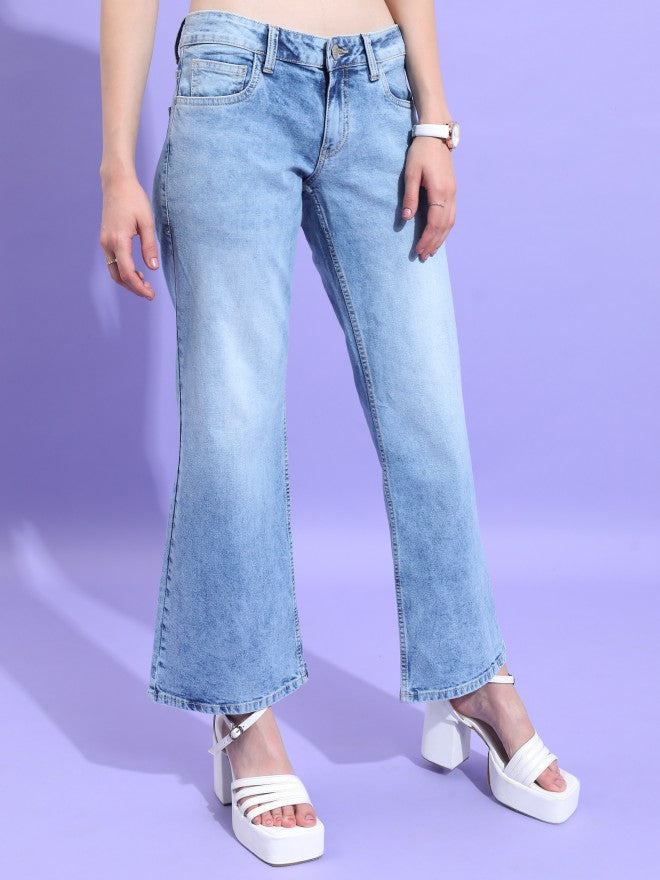 Tokyo Talkies Women Blue Bootcut Stretchable Jeans - Blue - Image 6