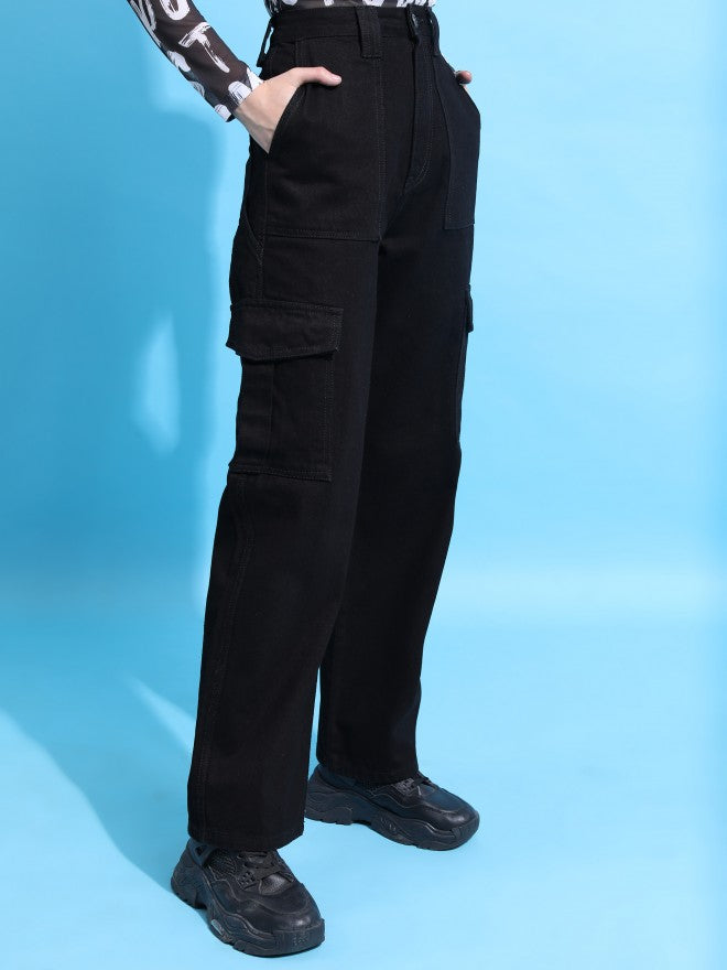 Tokyo Talkies Women Black Straight Fit Jeans - Black - Image 4