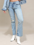 Tokyo Talkies Women Blue Bootcut Highly Distressed Stretchable Jeans - Blue - Image 1