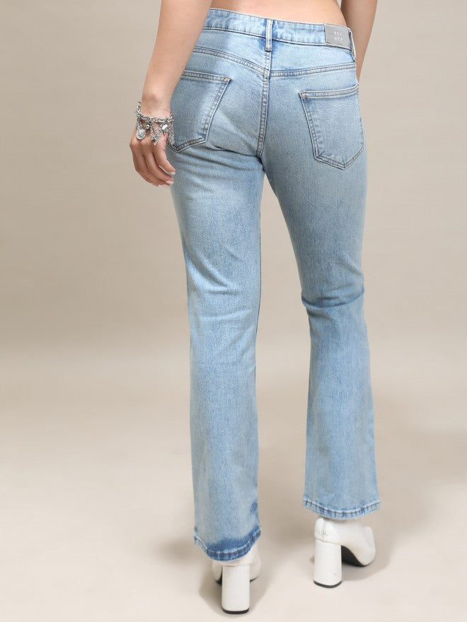Tokyo Talkies Women Blue Bootcut Highly Distressed Stretchable Jeans - Blue - Image 3