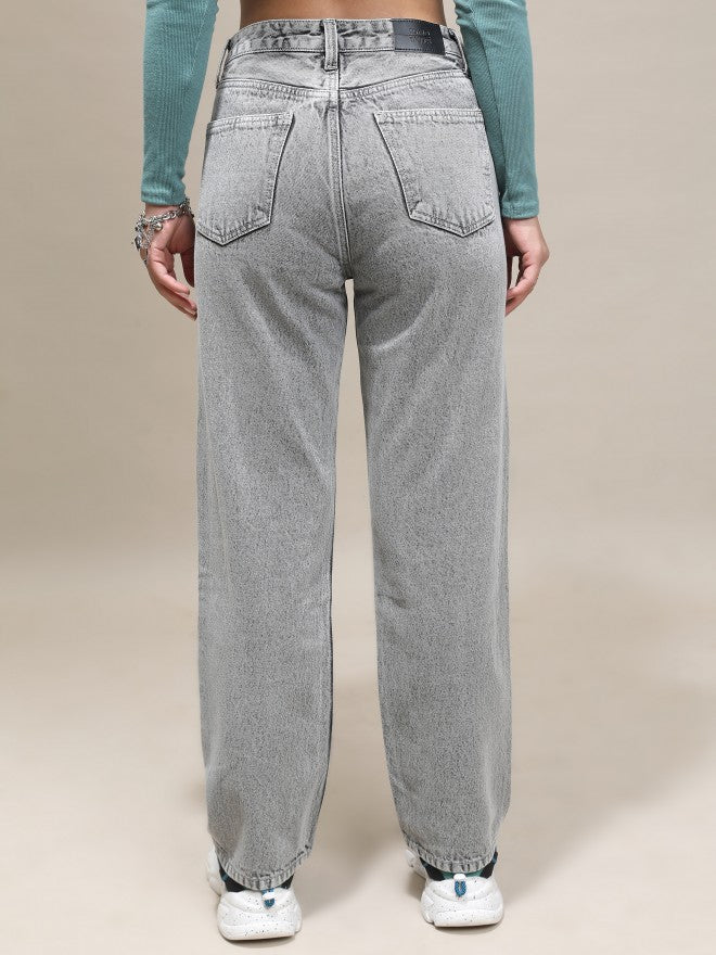 Tokyo Talkies Women Grey Straight Fit Jeans - Grey - Image 3