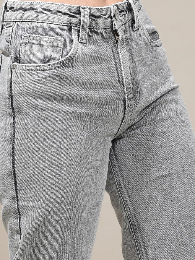 Tokyo Talkies Women Grey Straight Fit Jeans - Grey - Image 5