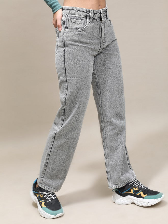 Tokyo Talkies Women Grey Straight Fit Jeans - Grey - Image 6