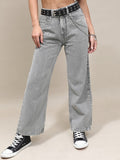 Tokyo Talkies Women Grey Wide Leg Jeans - Grey - Image 1