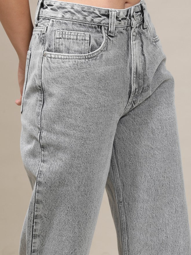 Tokyo Talkies Women Grey Wide Leg Jeans - Grey - Image 5