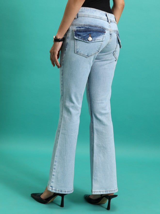 Tokyo Talkies Women Blue Bootcut Stretchable Jeans - Blue - Image 3