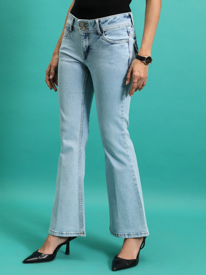 Tokyo Talkies Women Blue Bootcut Stretchable Jeans - Blue - Image 4