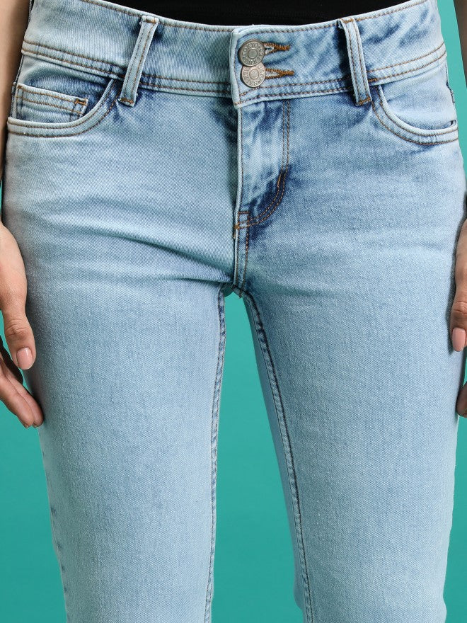 Tokyo Talkies Women Blue Bootcut Stretchable Jeans - Blue - Image 5