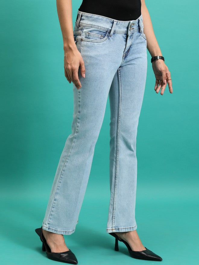 Tokyo Talkies Women Blue Bootcut Stretchable Jeans - Blue - Image 6