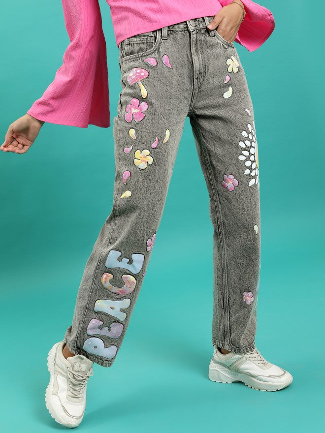 Tokyo Talkies Women Grey Dad Fit Jeans - Grey - Image 1