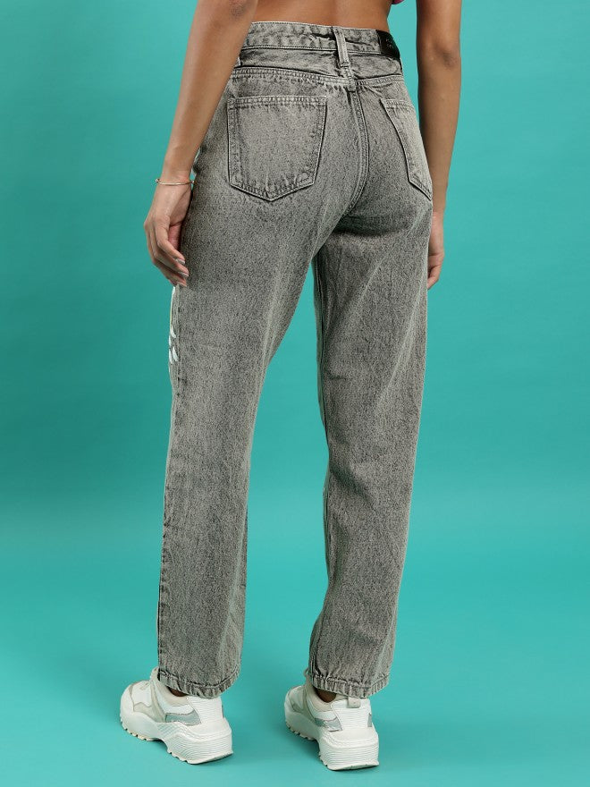 Tokyo Talkies Women Grey Dad Fit Jeans - Grey - Image 3