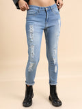 Tokyo Talkies Women Blue Skinny Fit Highly Distressed Stretchable Jeans - Blue - Image 1