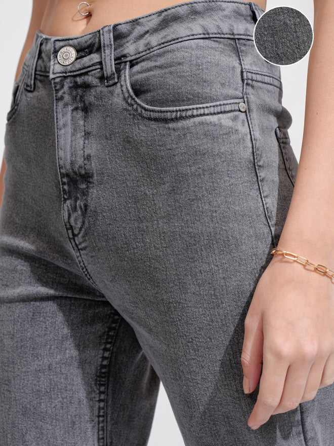 Tokyo Talkies Women Grey Flared Stretchable Jeans - Grey - Image 5