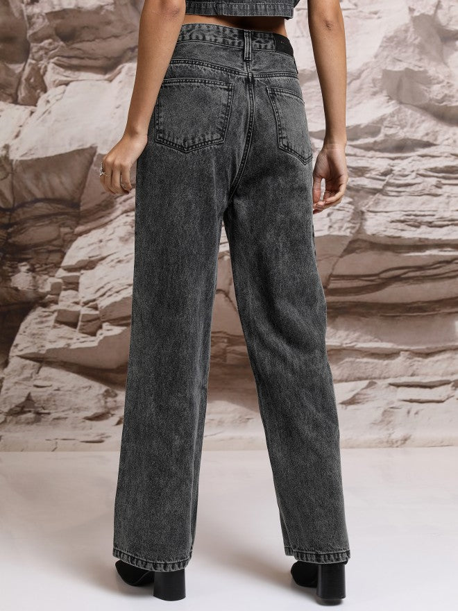 Tokyo Talkies Women Grey Straight Fit Stretchable Jeans - Grey - Image 3
