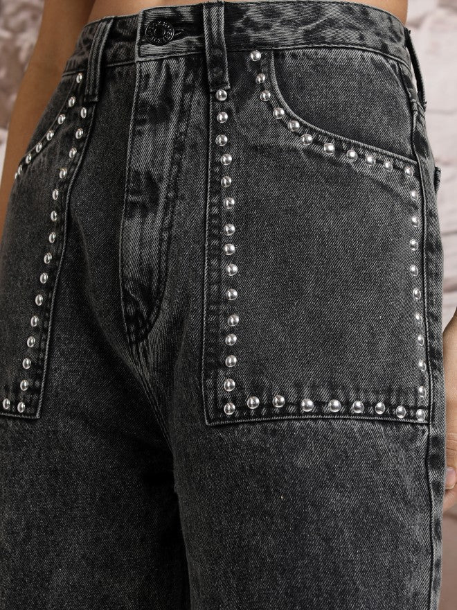 Tokyo Talkies Women Grey Straight Fit Stretchable Jeans - Grey - Image 5