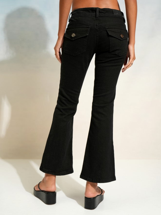 Tokyo Talkies Women Black Flared Stretchable Jeans - Black - Image 3