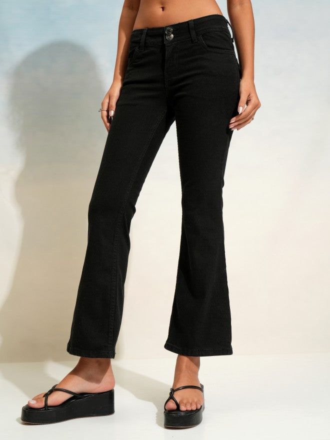 Tokyo Talkies Women Black Flared Stretchable Jeans - Black - Image 4