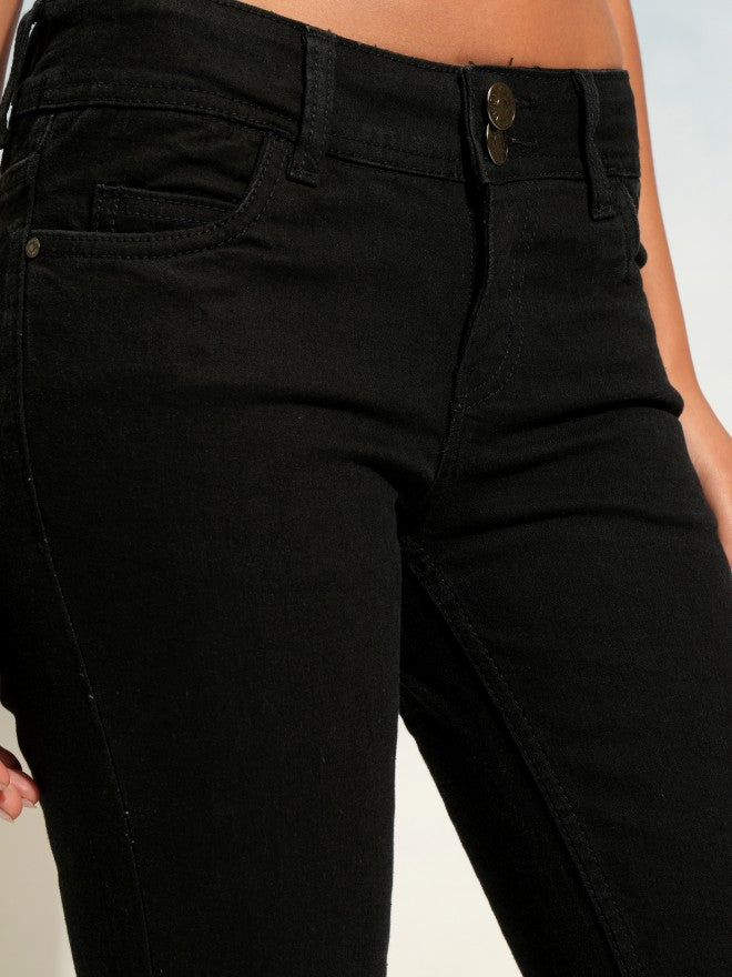 Tokyo Talkies Women Black Flared Stretchable Jeans - Black - Image 5