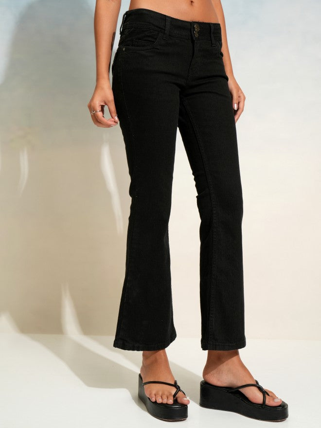 Tokyo Talkies Women Black Flared Stretchable Jeans - Black - Image 6