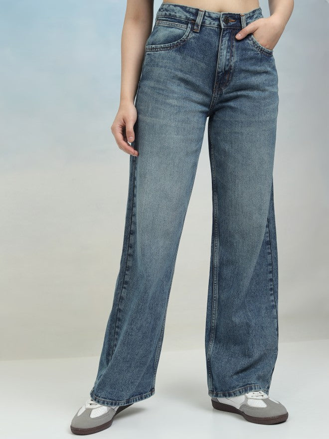 Tokyo Talkies Women Blue Flared Jeans - Blue - Image 1