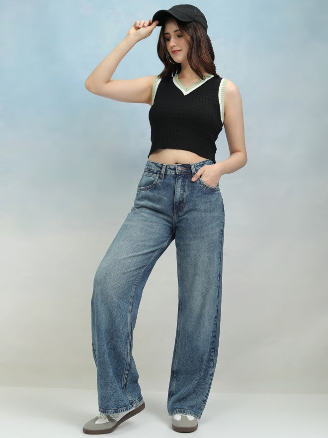 Tokyo Talkies Women Blue Flared Jeans - Blue - Image 2
