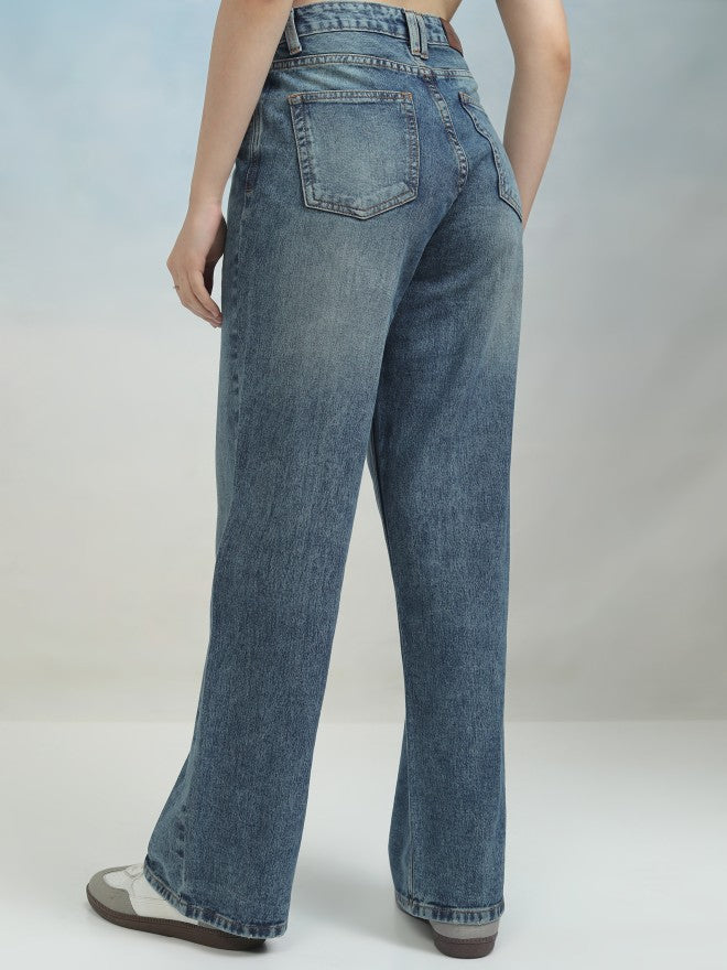 Tokyo Talkies Women Blue Flared Jeans - Blue - Image 3