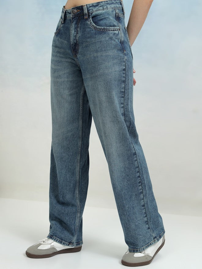 Tokyo Talkies Women Blue Flared Jeans - Blue - Image 4