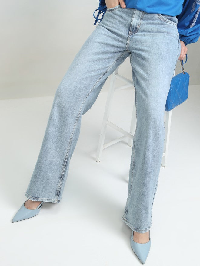 Tokyo Talkies Women Blue Flared Jeans - Blue - Image 1