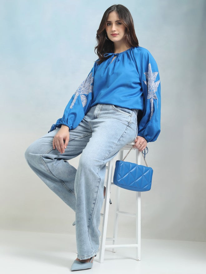 Tokyo Talkies Women Blue Flared Jeans - Blue - Image 2