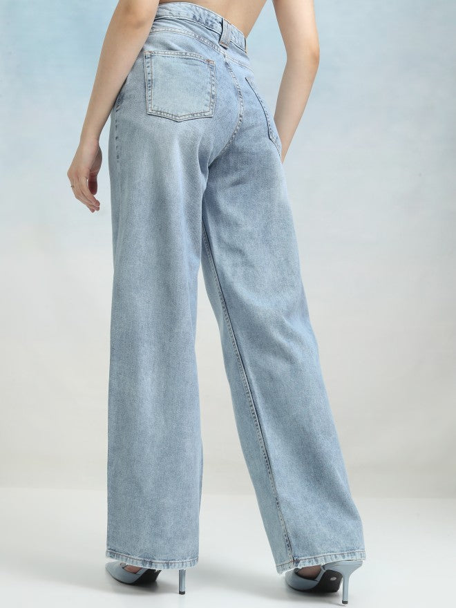 Tokyo Talkies Women Blue Flared Jeans - Blue - Image 3