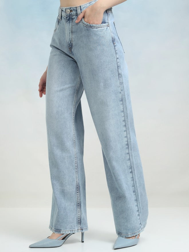 Tokyo Talkies Women Blue Flared Jeans - Blue - Image 4