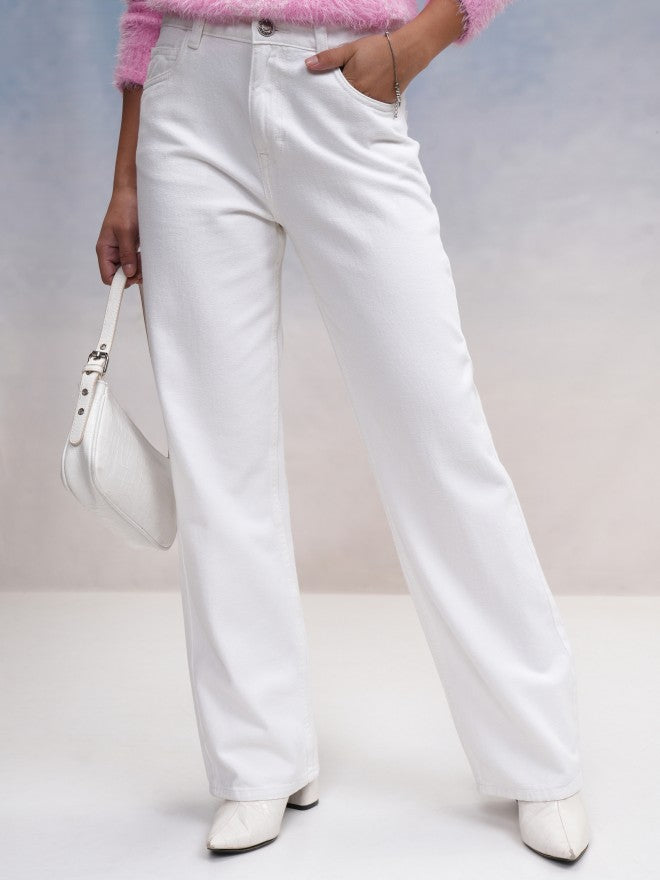 Tokyo Talkies Women White Straight Fit Jeans - White - Image 1