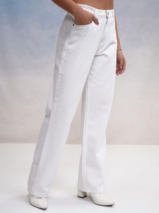 Tokyo Talkies Women White Straight Fit Jeans - White - Image 6