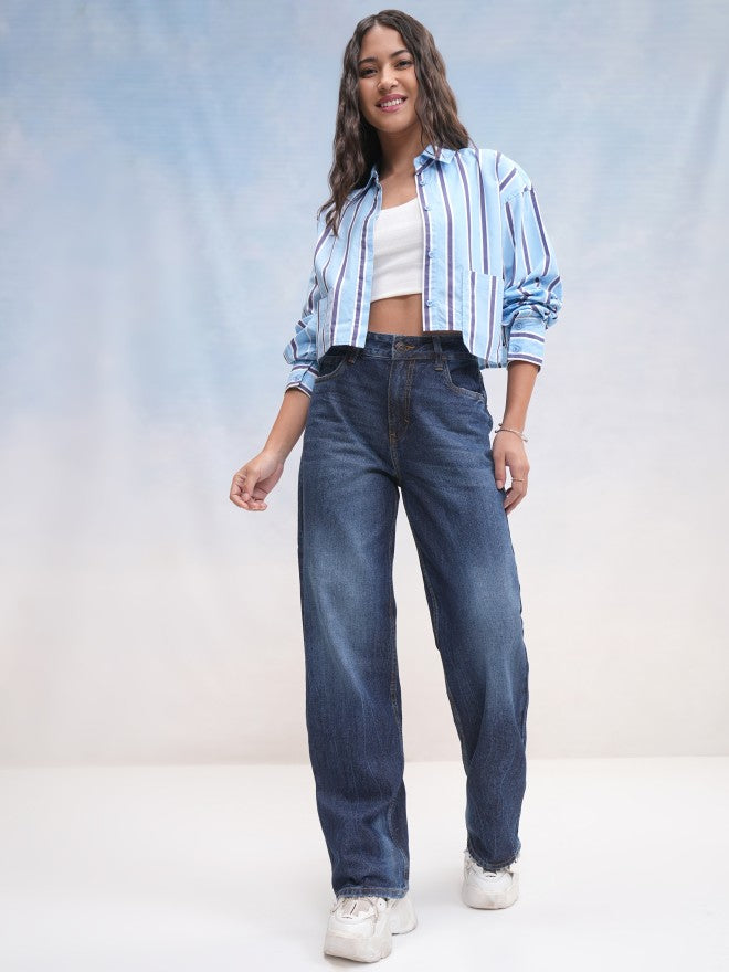 Tokyo Talkies Women Blue Straight Fit Jeans - Blue - Image 2
