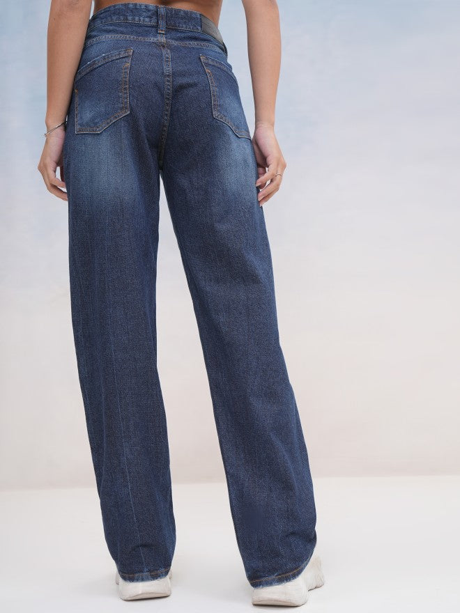 Tokyo Talkies Women Blue Straight Fit Jeans - Blue - Image 3