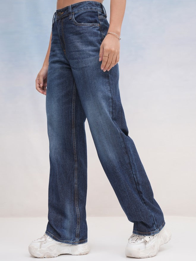 Tokyo Talkies Women Blue Straight Fit Jeans - Blue - Image 4