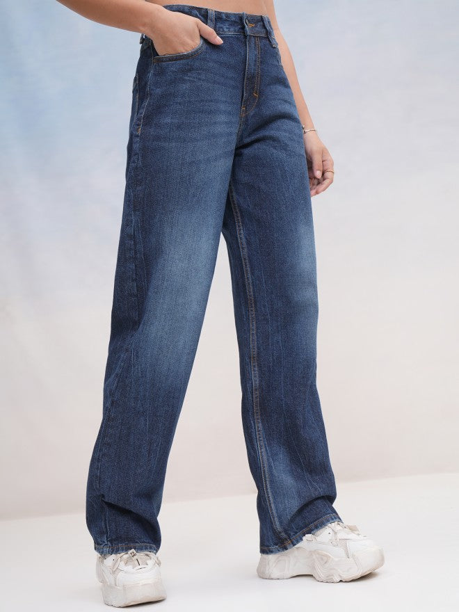 Tokyo Talkies Women Blue Straight Fit Jeans - Blue - Image 6