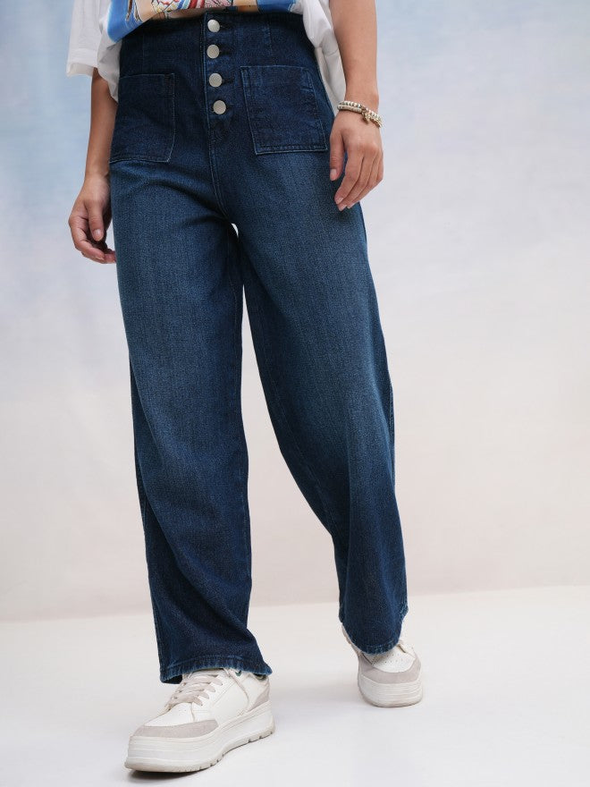 Tokyo Talkies Women Blue Straight Fit Jeans - Blue - Image 1