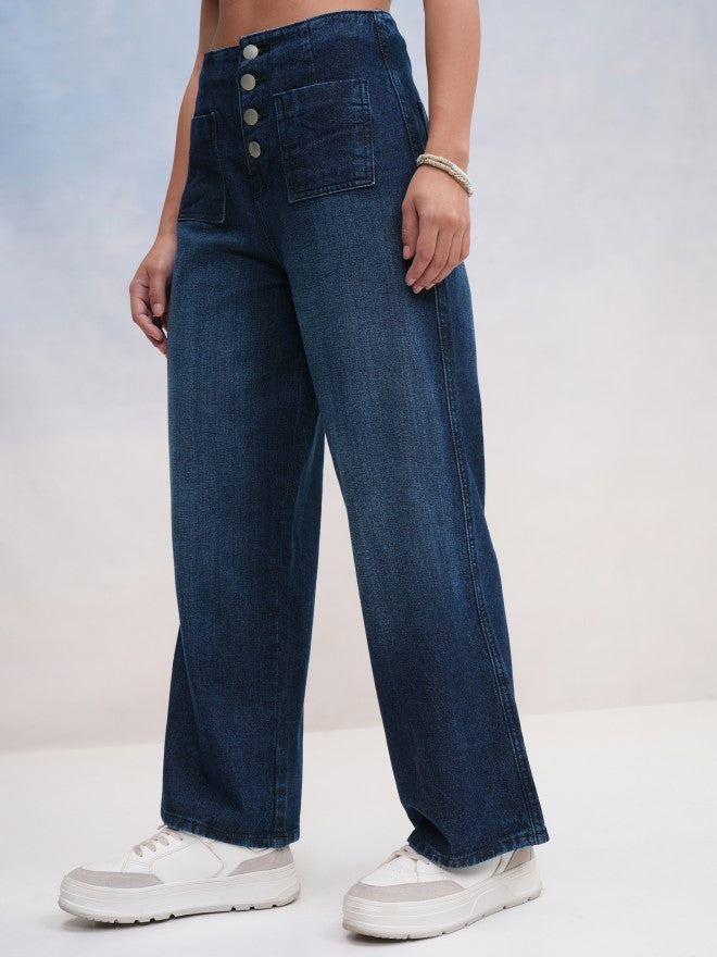 Tokyo Talkies Women Blue Straight Fit Jeans - Blue - Image 4