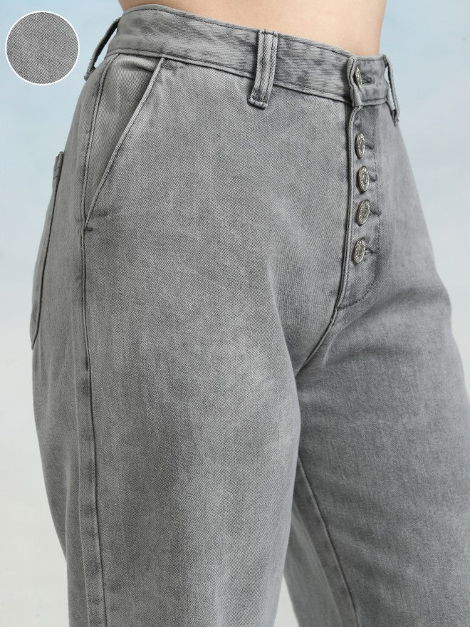 Tokyo Talkies Women Grey Flared Jeans - Grey - Image 5