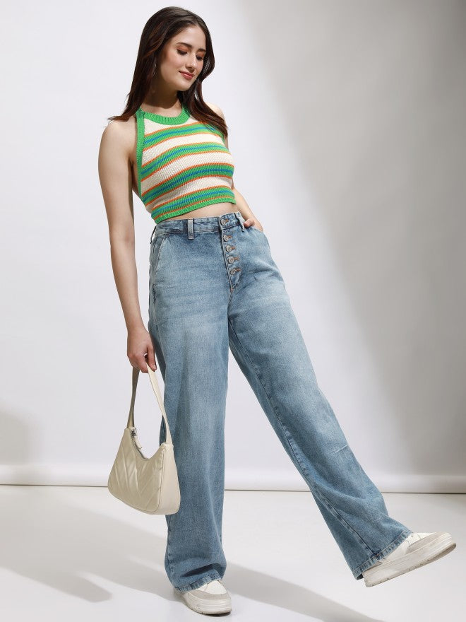 Tokyo Talkies Women Blue Straight Fit Jeans - Blue - Image 2