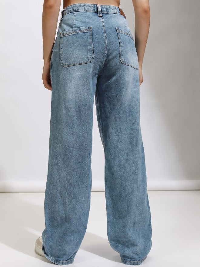 Tokyo Talkies Women Blue Straight Fit Jeans - Blue - Image 3